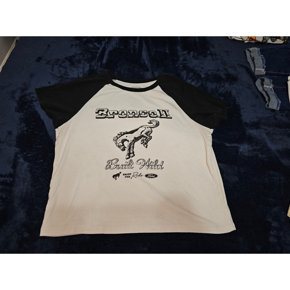 Ford White and Black Bronco Graphic Raglan Tee